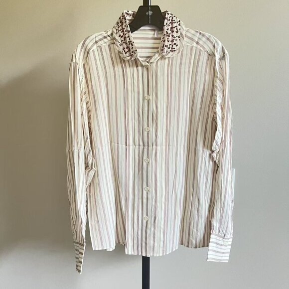 $455 NOWT See By Chloé Floral Stripe Top Blouse Size 38 - Picture 2 of 13